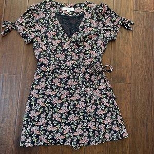Loft pink and black floral dress / romper